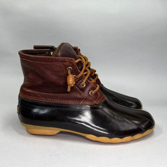 Sperry Women's Size 7.5 Saltwater Brown Leather Duck Boots - Picture 1 of 13